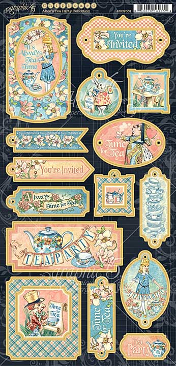 SO: Graphic 45 Alices Tea Party - 6x12 Chipboard Die-Cuts Sheet