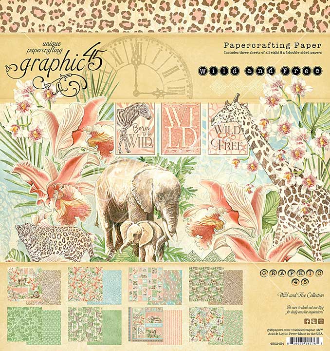 SO: Graphic 45 Wild & Free - Double-Sided Paper Pad 8x8 24pk