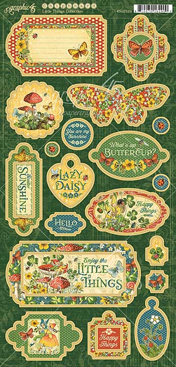 Graphic 45 Little Things  - Chipboard Die-Cuts 6X12 Sheet [s]