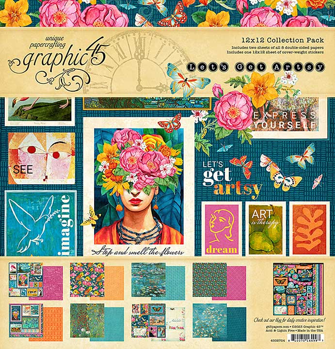 SO: Graphic 45 Lets Get Artsy 12x12 Inch Collection Pack with Stickers