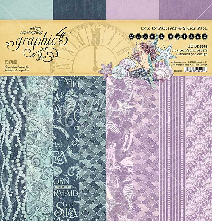 Graphic 45 Make A Splash - Patterns Solid - Double-Sided Paper Pad 12X12 16Pkg