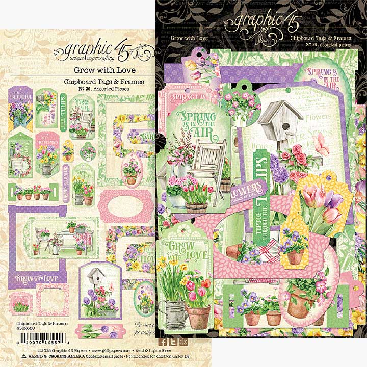 Graphic 45 Grow with Love Chipboard Tags and Frames (4502820)