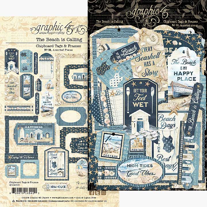 Graphic 45 The Beach is Calling Chipboard Tags and Frames (4502805)
