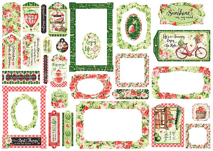 PRE:Graphic 45 Sunshine On My Mind - Die-Cut Assortment - Tags & Frames