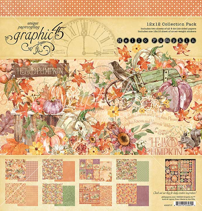 Graphic 45 Hello Pumpkin 12x12 Inch Collection Pack with Stickers