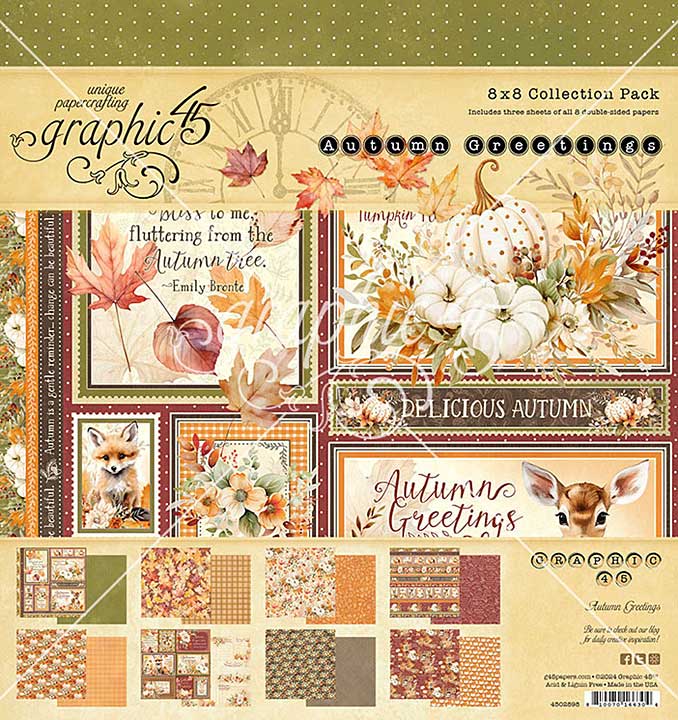 Graphic 45 Autumn Greetings 8x8 Inch Collection Pack