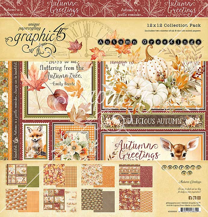 Graphic 45 Autumn Greetings 12x12 Inch Collection Pack