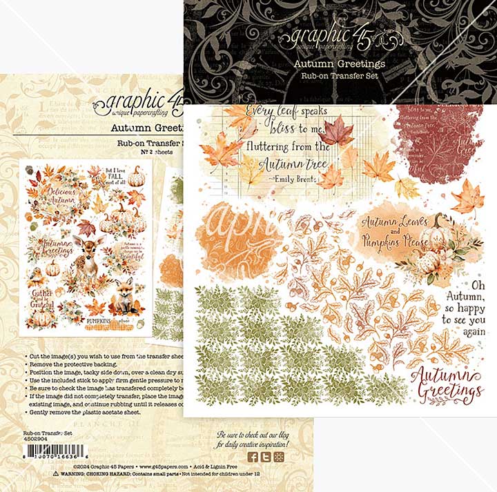 Graphic 45 Autumn Greetings Rub-On Transfers