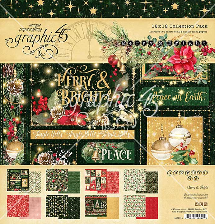 Graphic 45 Merry and Bright 12x12 Inch Collection Pack