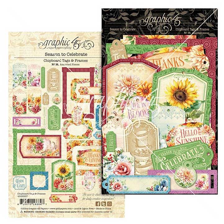 Graphic 45 Season to Celebrate Chipboard Tags and Frames