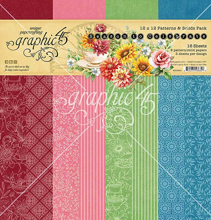 Graphic 45 Season to Celebrate 12x12 Inch Patterns and Solids Pack