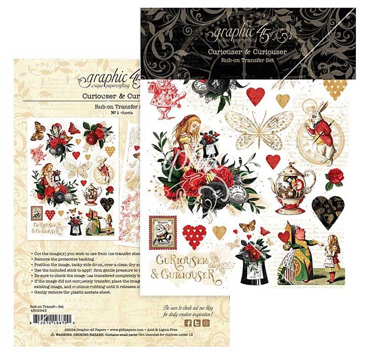 Graphic 45 Curiouser and Curiouser Rub-On Transfers