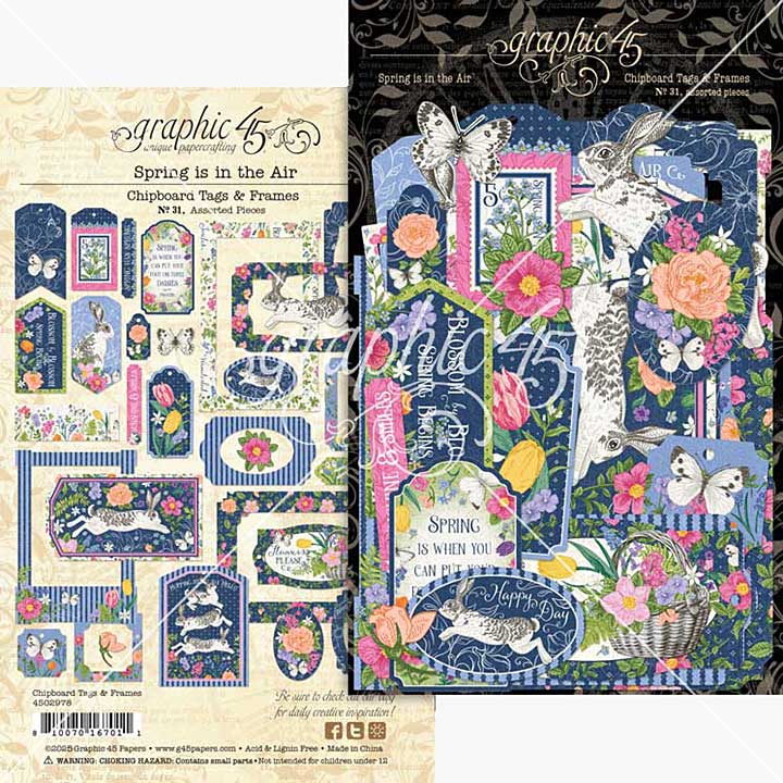 Graphic 45 Spring is in the Air Chipboard Pieces, Tags and Frames