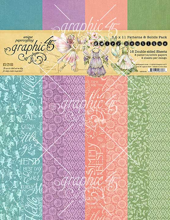 Graphic 45 Fairy Boutique 8,5x11 Inch Patterns and Solids Pack
