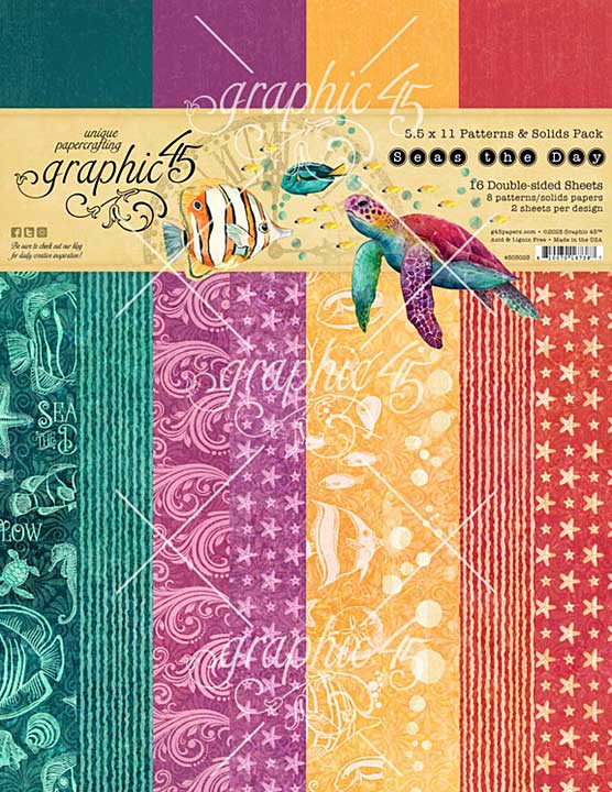 Graphic 45 Seas the Day 8,5x11 Inch Patterns and Solids Pack
