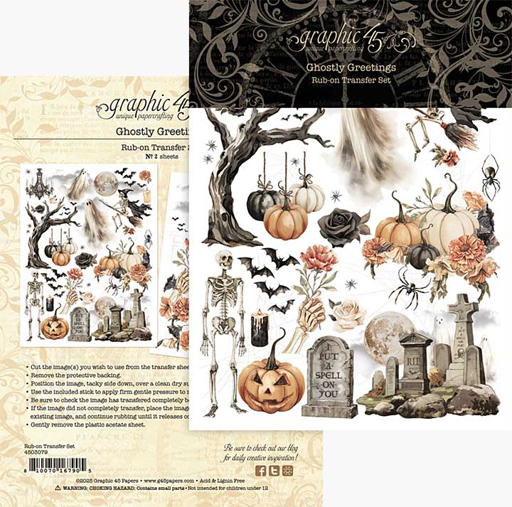 Graphic 45 Ghostly Greetings Rub-on Transfers