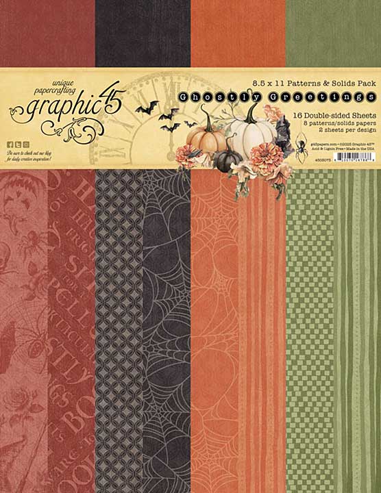 Graphic 45 Ghostly Greetings 8.5x11 Inch Patterns and Solids Pack