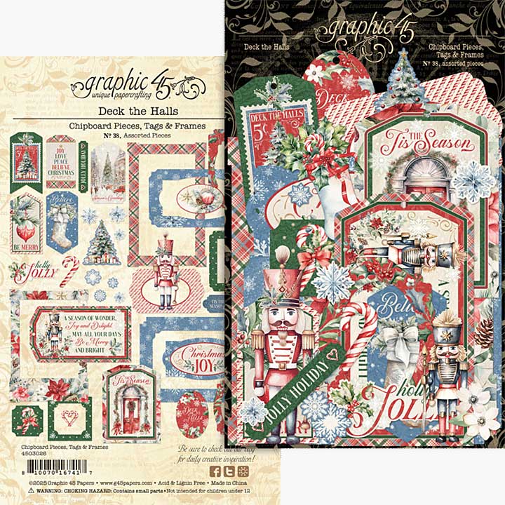 Graphic 45 Deck the Halls Chipboard Pieces, Tags and Frames