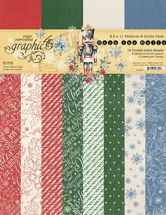Graphic 45 Deck the Halls 8.5x11 Inch Patterns and Solids Pack