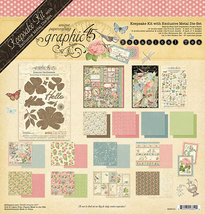 Graphic 45 Botanical Tea Keepsake Kit with Exclusive Metal Die-Set