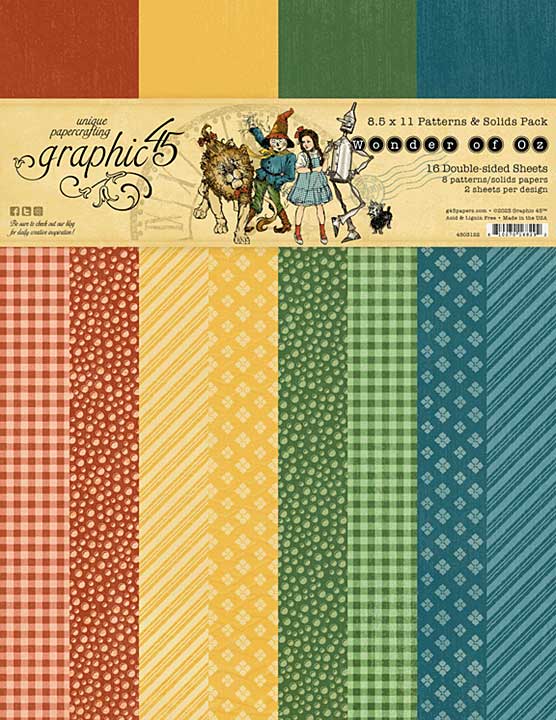 Graphic 45 Wonder of Oz 8.5x11 Inch Patterns and Solids Pack