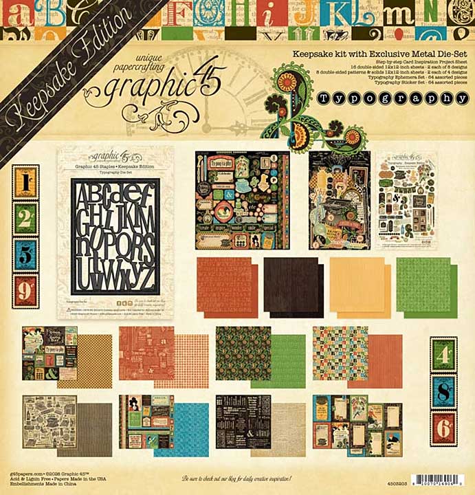 Graphic 45 Typography Keepsake Kit with Exclusive Metal Die-Set