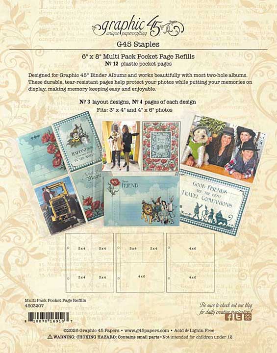 Graphic 45 Binder Album 6x8 Inch Multi Pack Pocket Page Refills