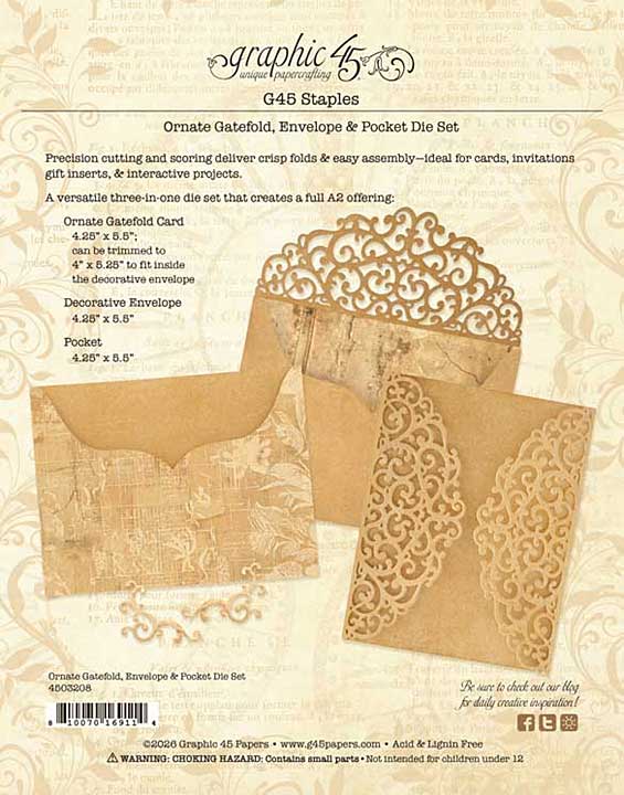 Graphic 45 Ornate Gatefold, Envelope and Pocket Die Set