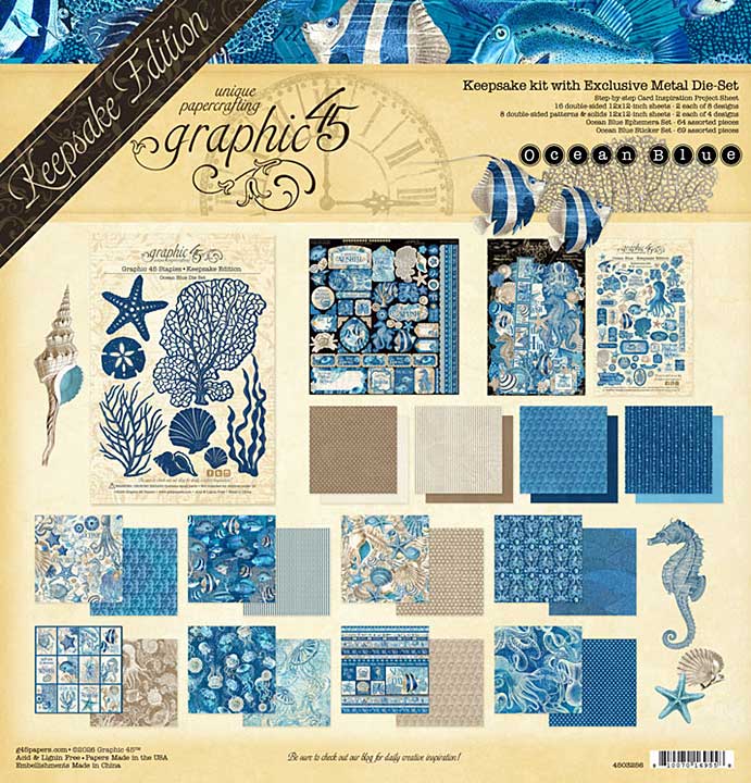 Graphic 45 Ocean Blue Keepsake Kit with Exclusive Metal Die-Set