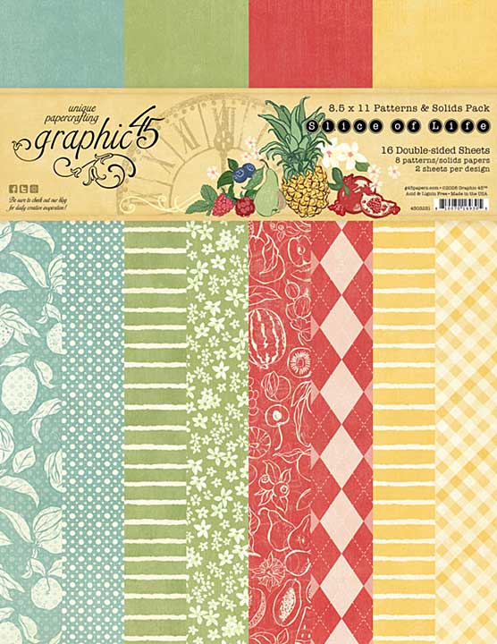 Graphic 45 Slice of Life 8,5x11 Inch Patterns and Solids Pack