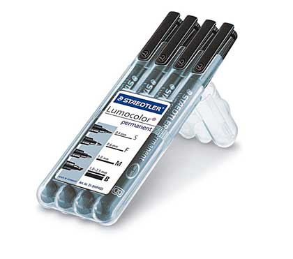 SO: Staedtler Lumocolor Permanent Pens Markers with Assorted Tips, Black (Pack of 4)