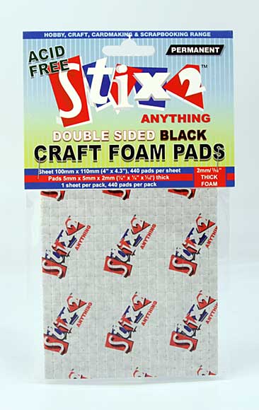 SO: Stix 2 - Double Sided Black Craft Foam Pads (5mm x 5mm x 2mm)
