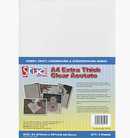 Stix 2 - A4 Extra Thick Clear Acetate (4 sheets) 300 micron