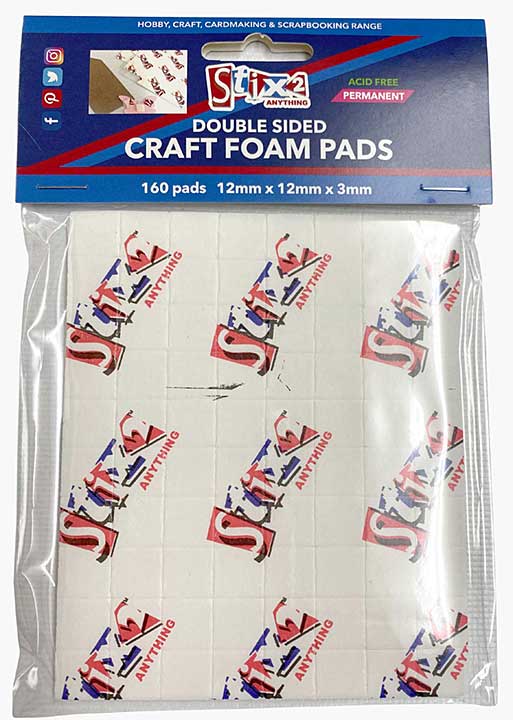 Craft Foam Pads – 12mm x 12mm x 3mm (160 Pads Per Pack Permanent)
