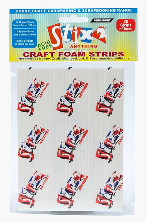 Craft Foam Strips – 5mm & 3mm Strips x 2mm thick (26 Strips Per Pack Permanent)