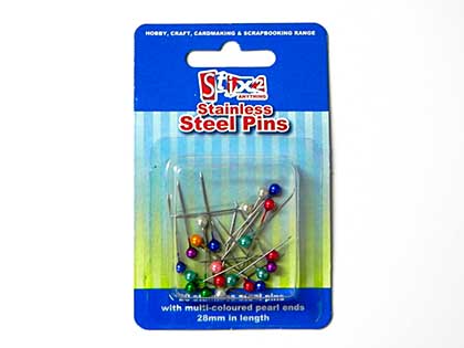 Stix 2 - Stainless Steel Pearl Pins 28mm (20pk)