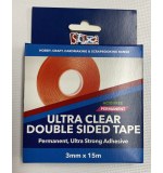 Ultra Clear Double Sided Tape (3mm x 15m) Very High Tac - Permanent