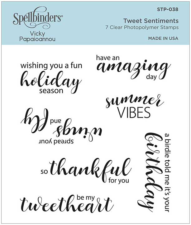Spellbinders Clear Acrylic Stamps By Vicky Papaioannou - Tweet Sentiments