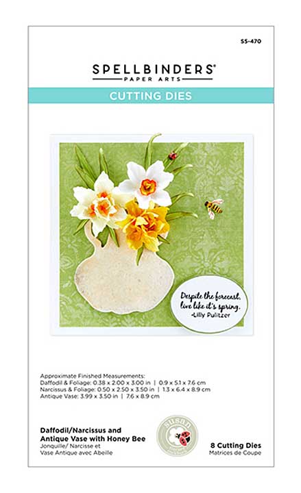 Spellbinders Summer Flora - Daffodil Narcissus and Antique Vase with Honey Bee
