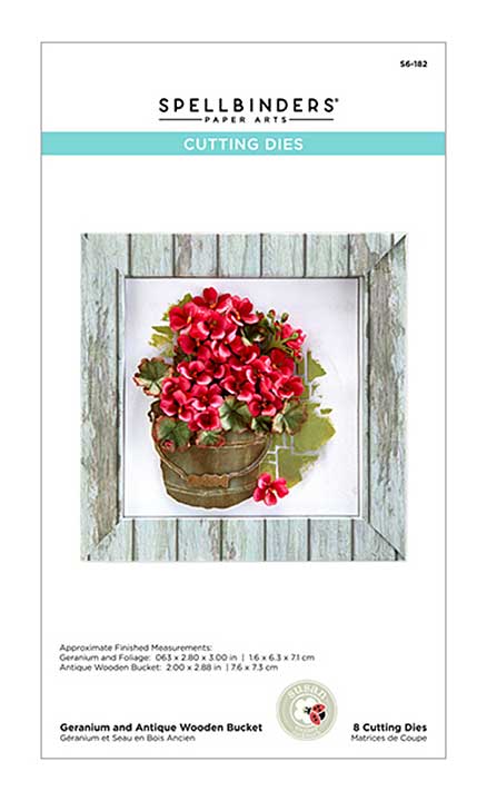 Spellbinders Summer Flora - Geranium and Antique Wooden Bucket - by Susan Tierney-Cockburn