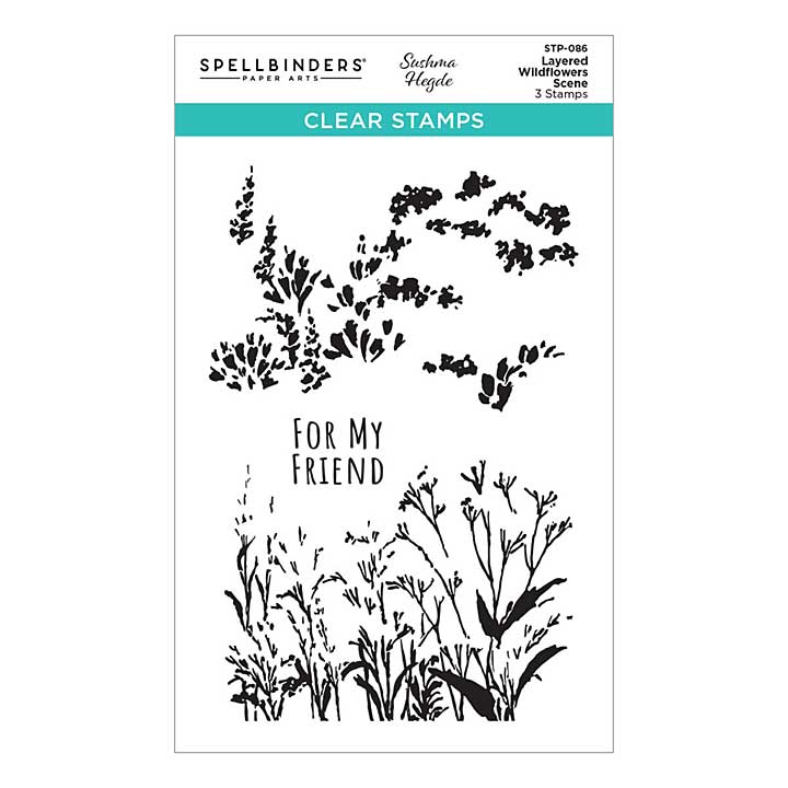 SO: Spellbinders Clear Stamp Set - Layered Wildflowers Scene (by Sushma Hegde)