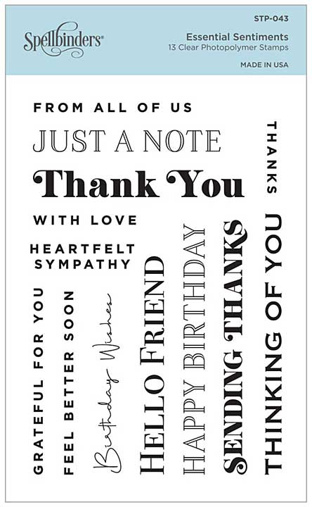 Spellbinders Clear Acrylic Stamps - Essential Sentiments