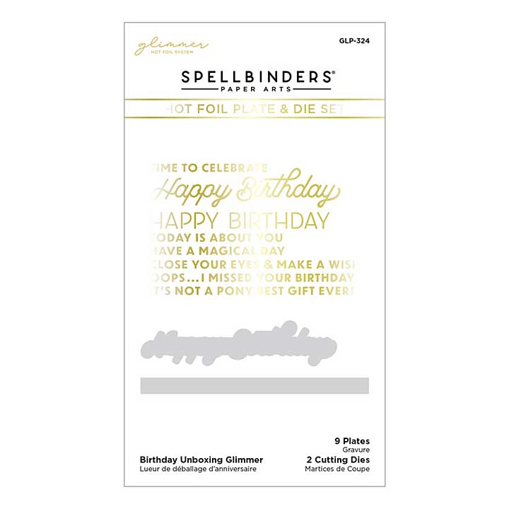 SO: Spellbinders - Birthday Unboxing Glimmer Hot Foil Plate & Die Set (Birthday Celebrations)