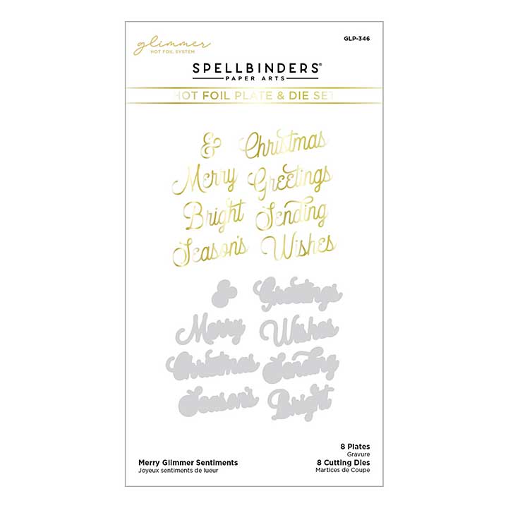 Spellbinders Glimmer Hot Foil Plate - Merry Glimmer Sentiments Plate and Die Set (Glimmer Greetings)