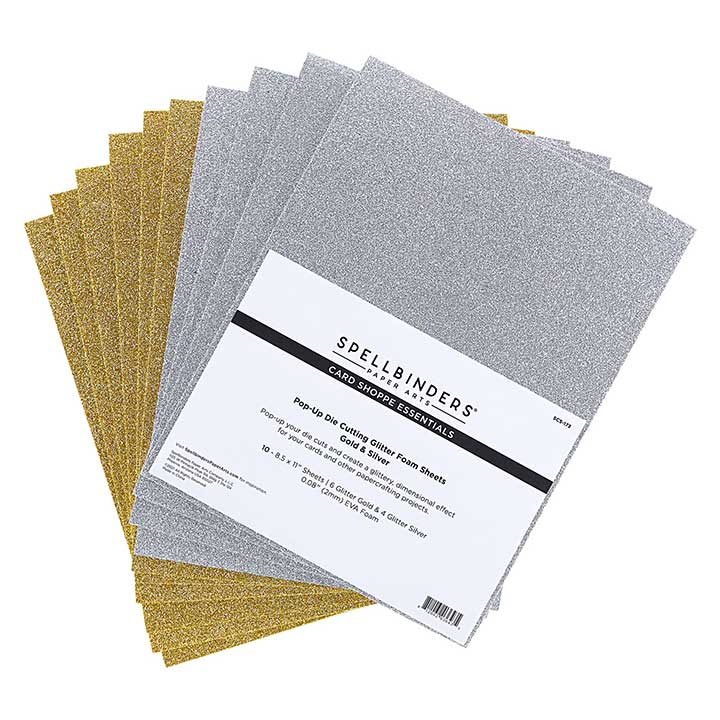 Spellbinders - Glitter Foam Sheets - Gold and Silver - Pop-Up Die Cutting