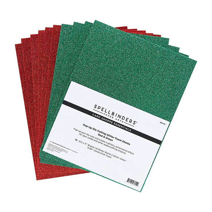 SO: Spellbinders - Glitter Foam Sheets - Red and Green - Pop-Up Die Cutting