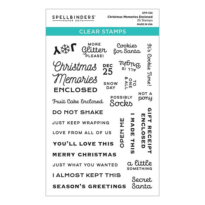 Spellbinders - Christmas Memories Enclosed Clear Stamp Set from the Tinsel Time Collection