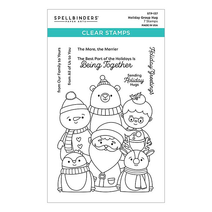 Spellbinders - Holiday Group Hug Clear Stamp Set from the Tinsel Time Collection