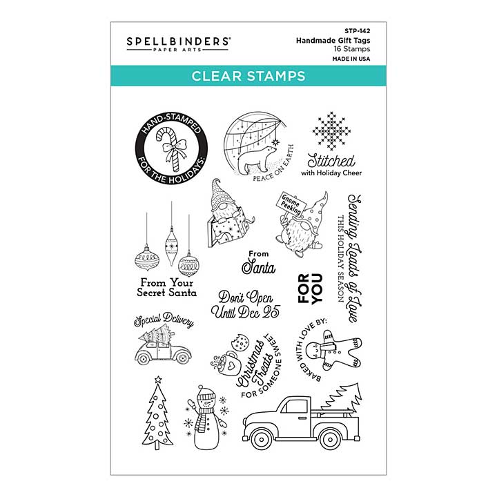 Spellbinders - Handmade Gift Tags Clear Stamp Set from the Tinsel Time Collection