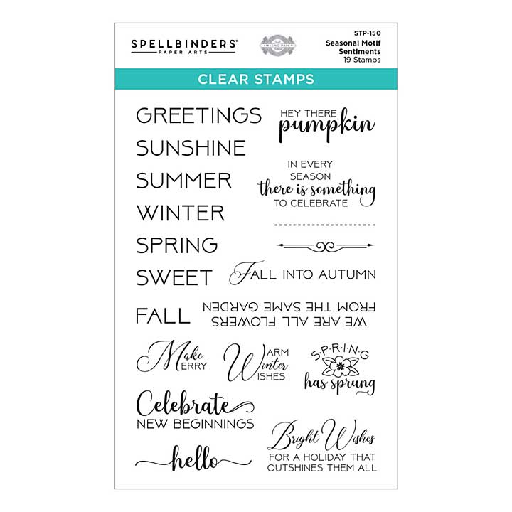 Spellbinders - Seasonal Motif Sentiments Clear Stamp Set from Seasonal Label Motifs Collection by Becca Feeken